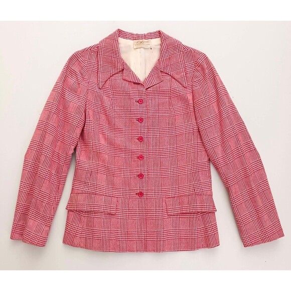 Vtg Henri Bendel Limited Edition Red Wool Plaid Tailored Jacket Made France Sz S - Picture 12 of 13
